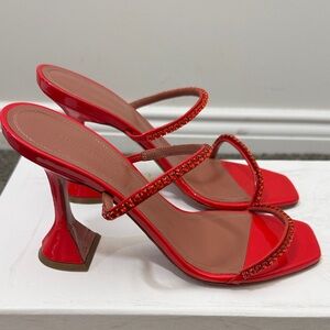 Amina Muaddi Gilda Slipper Red Heels size 38